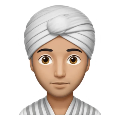 Un arabe que lleve un turbante de color blanco con rayas gris que solo lleve la cabeza sticker