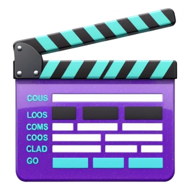 Glitter purple and cian clapperboard sticker