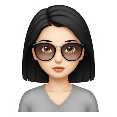 My Sexy wife with sunglasses, black hair, and awesomeness. She has some gray, she's super cute. She has brown eyes and is just lovely. Her hair is down her back. No earrings. She is natural beauty. She is 54 with some gray roots. And i love her so much sticker