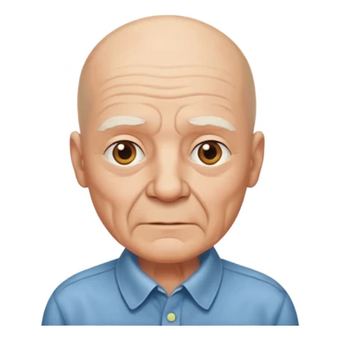bald elderly with shirt sticker