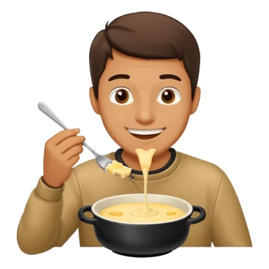 man almost eating cheese fondue sticker