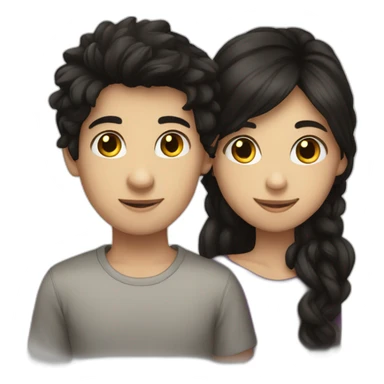 dark hair girl and dark hair boy love sticker