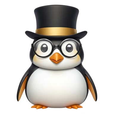 penguin with top hat and glasses sticker