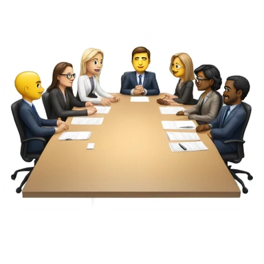 5 people business meeting sitting at a table sticker