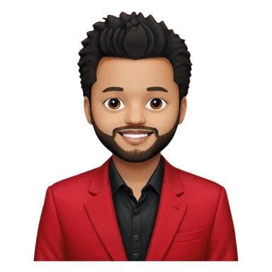 The Weeknd with black shirt, red suit jacket sticker