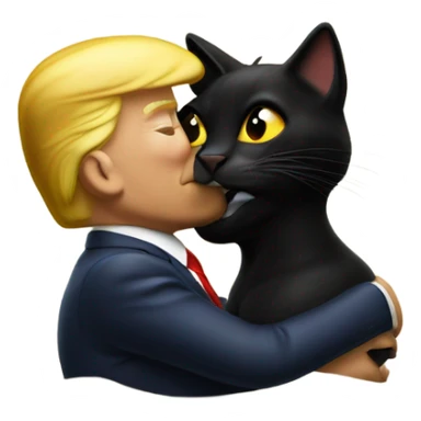 Photo realistic, Donald Trump, kissing and embracing black cat, at the beach by the pool sticker