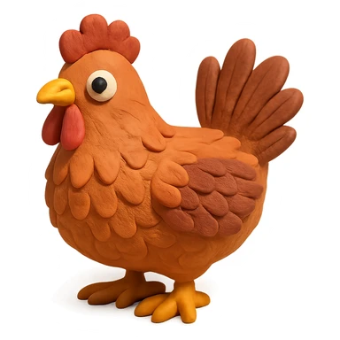 hen with detailed feathers in claymation style sticker