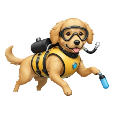 dog wearing scuba gear dive into the sea with diver mask and oxygen tank sticker