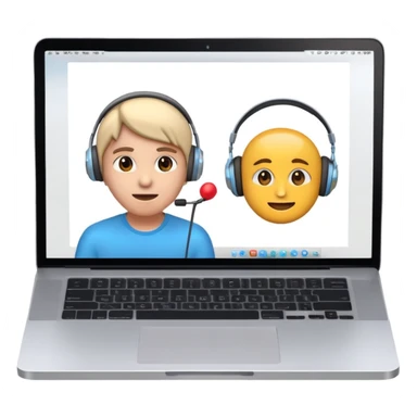 Online course, laptop screen with a person emerging teaching something. Lesson, video course, semi 3D emoji style sticker