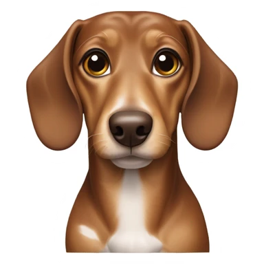a dachshund, features a smooth coat with a white body patterned with light brown patches and a brown head shaded with darker tones sticker
