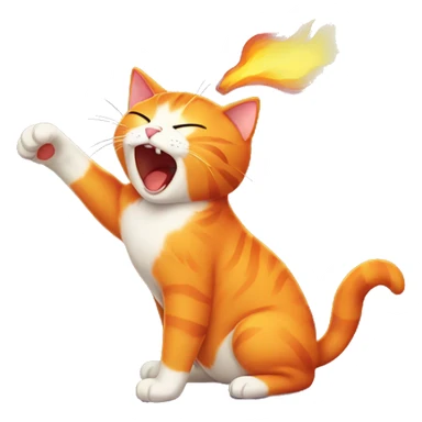 Orange cat breathing fire sticker