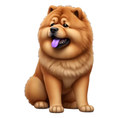 Full body red Chow chow with purple tongue, photorealistic 4k sticker