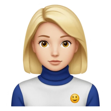 Ralph Lauren turtleneck white sweater with small polo logo, emoji style sticker