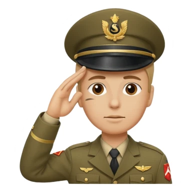 Soldat in uniform der salotiert und den Buchstaben S.A.S auf der Mütze und Uniform sticker