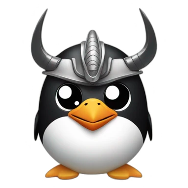 penguin with face wearing samurai helmet with big horns sticker