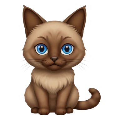 Brown siamese cat with blue squint eyes, full height sticker
