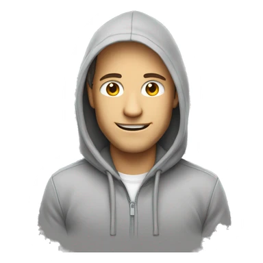 white hacker in a gray hoodie smiles slyly sticker