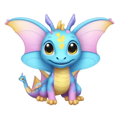 pink, blue and yellow pastel dragon female butterflies dragon puppet sticker