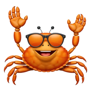 Alaska crab are moving wearing a sunglass and say hi sticker