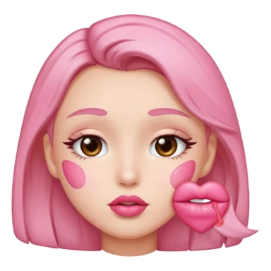 pink kiss mark on cheek sticker