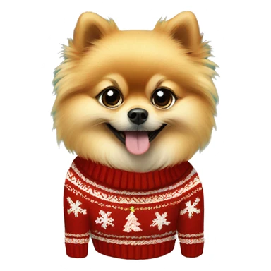 Pomeranian dog wearing christmas Sweater  sticker