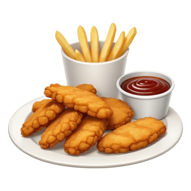 Chicken nuggets and fries with bbq sticker