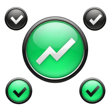 A sleek 3D icons set: a large green check mark integrated with the word "DONE" in bold black 3D text, modern corporate design, studio lighting, white background. sticker