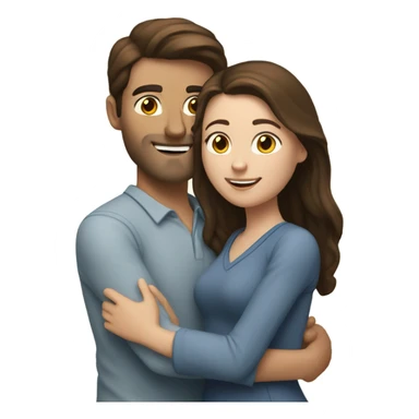 caucasian brunette couple hugging sticker