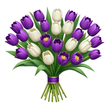 Bouquet of white tulips and purple chrysanthemums sticker