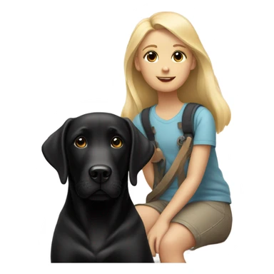 Black Labrador retriever with blonde haired girl  sticker