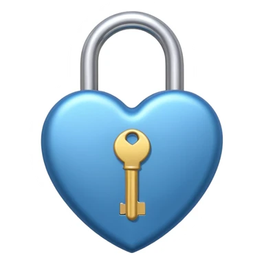 A blue shade heart-shaped lock with a silver key sticker