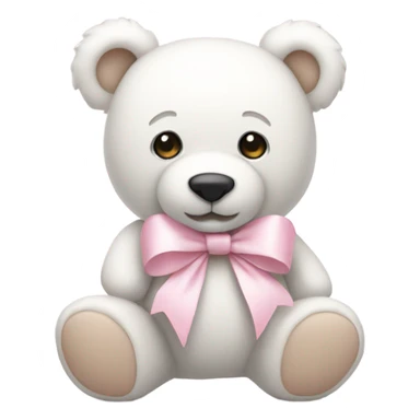 White teddy bear with a light pink bow sticker