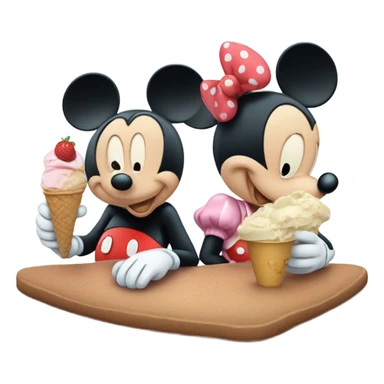 Mikey mouse eating minne ice cream sticker