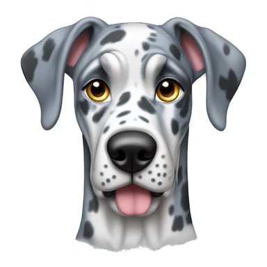 Blue Merle Great Dane with a gun sticker