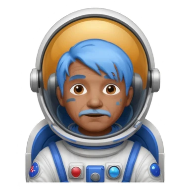 old man, brown skin astronaut with blue hair sticker