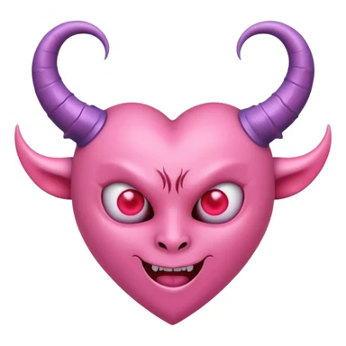 a plain pink heart with demon horns on it, no face sticker