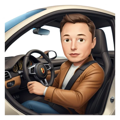 Elon Musk driving a Porsche  sticker