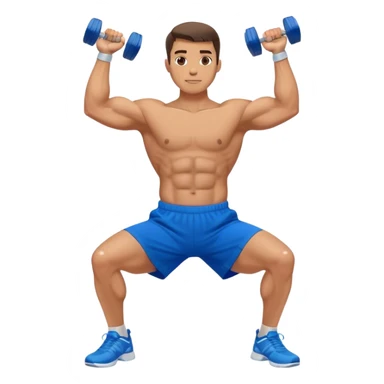 man with blue shorts doing side-lateral raise (T pose) with light dumbbells sticker