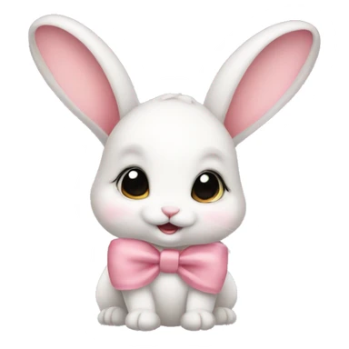 Baby bunny with coquette bow on ear sticker