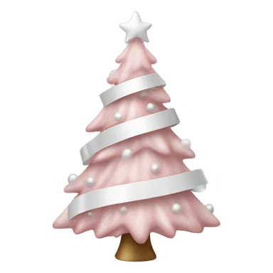 Pastel Pink Christmas tree  white ornaments, and white ribbon sticker