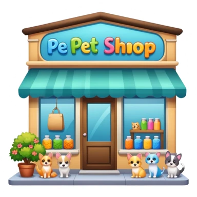 pet shop storefront with pet supplies sticker