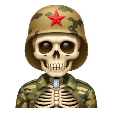 generate a realistic skeleton in Russian military camouflage sticker