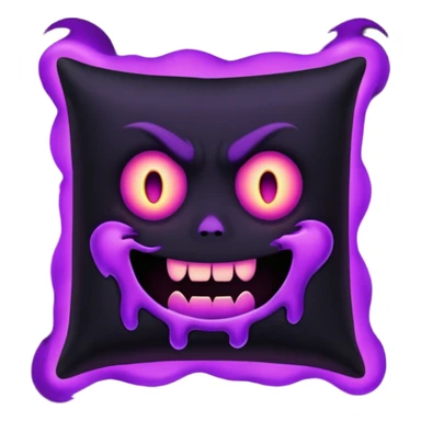 a black  pillow with dark aura coming out of it with a scary face  sticker