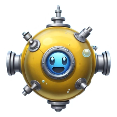 underwater sea mine with bubbles, emoji style sticker