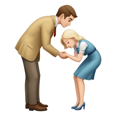 man bowing to a woman sticker