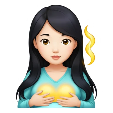 Beautiful Asian girl with long black hair pregnant sticker