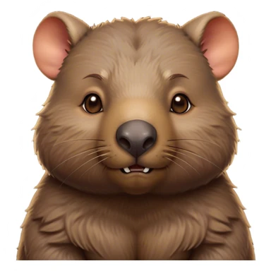 Cinematic Noble Wombat Portrait Emoji, Poised and regal, with a stout, muscular build and a dense, shaggy fur of earthy brown, deep-set soulful eyes with a hint of gruff wisdom, Simplified yet sharp and sophisticated features, highly detailed, glowing with a warm, dignified glow, high shine, intelligent and sturdy, stylized with an air of bushland majesty, focused and attentive, soft glowing outline, capturing the essence of a watchful and confident burrower, so majestic it feels as though it could plod out of the screen with effortless authority! sticker