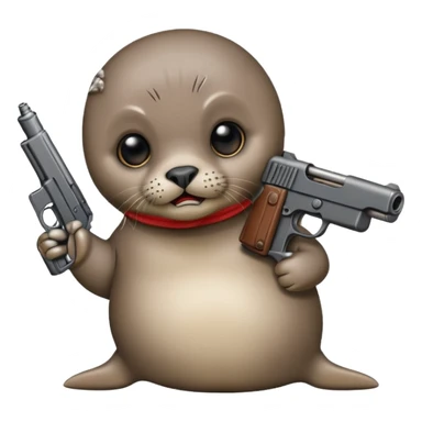 Angry baby seal with a gun sticker