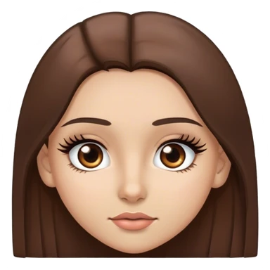 Chica morena clara, ojos cafes con pestañas grandes y pelo lacio y largo color cafe oscuro sticker