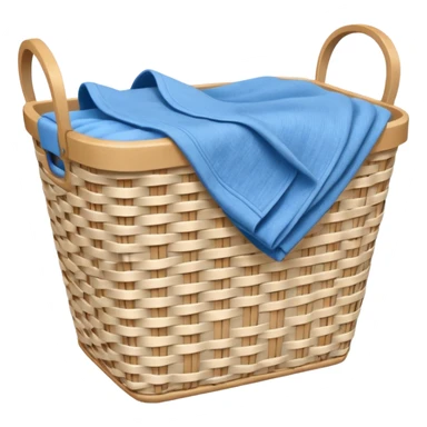 white LAUNDRY BASKET WITH FOLDED blue CLOTHES sticker